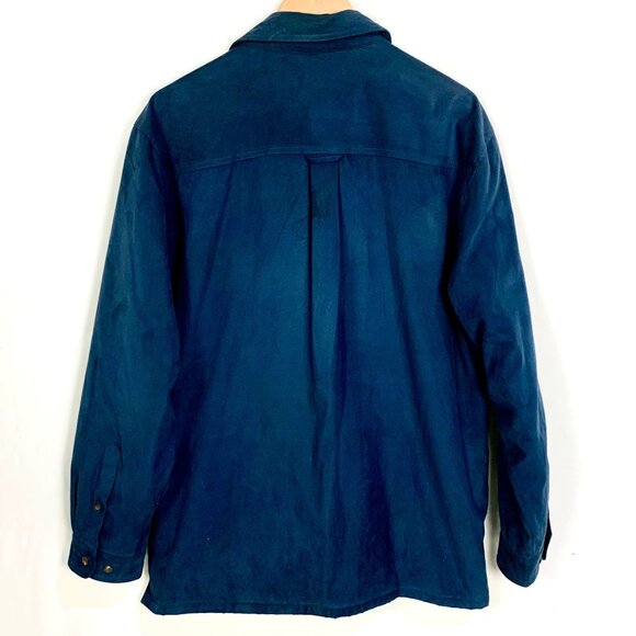 Mens Faux Suede Shacket Overshirt SZ M Transition Mid-Layer Fleece Lined Indigo - Picture 10 of 15